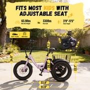 ESKUTE Folding Electric Tricycle for Beginners – 16 x 3.0 Fat Tires, 500W Peak Motor, 302Wh Battery, Step-Thru Design, 12.5 MPH, Pink