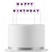 Happy Birthday Pink & Black Cake Decoration Banner