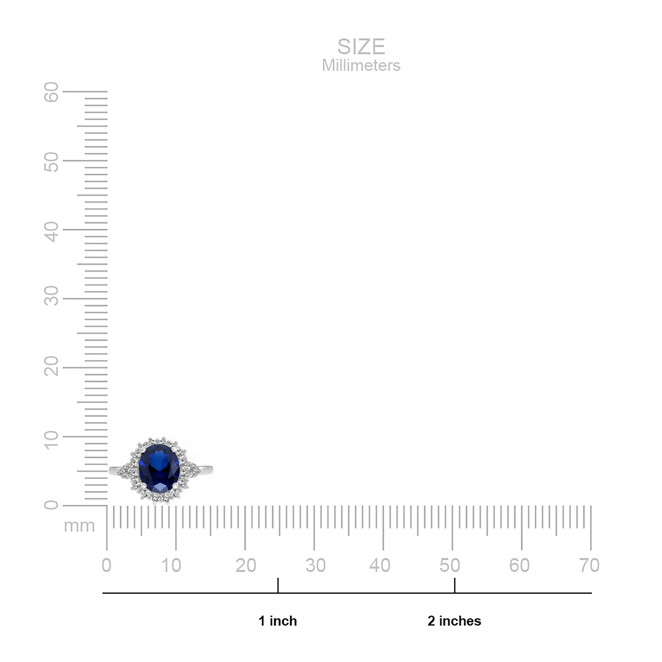 4 1/10 Carat T.G.W Created Blue & White Sapphire and Diamond-Accent Halo Sterling Silver "Indigo Gem" Engagement Ring