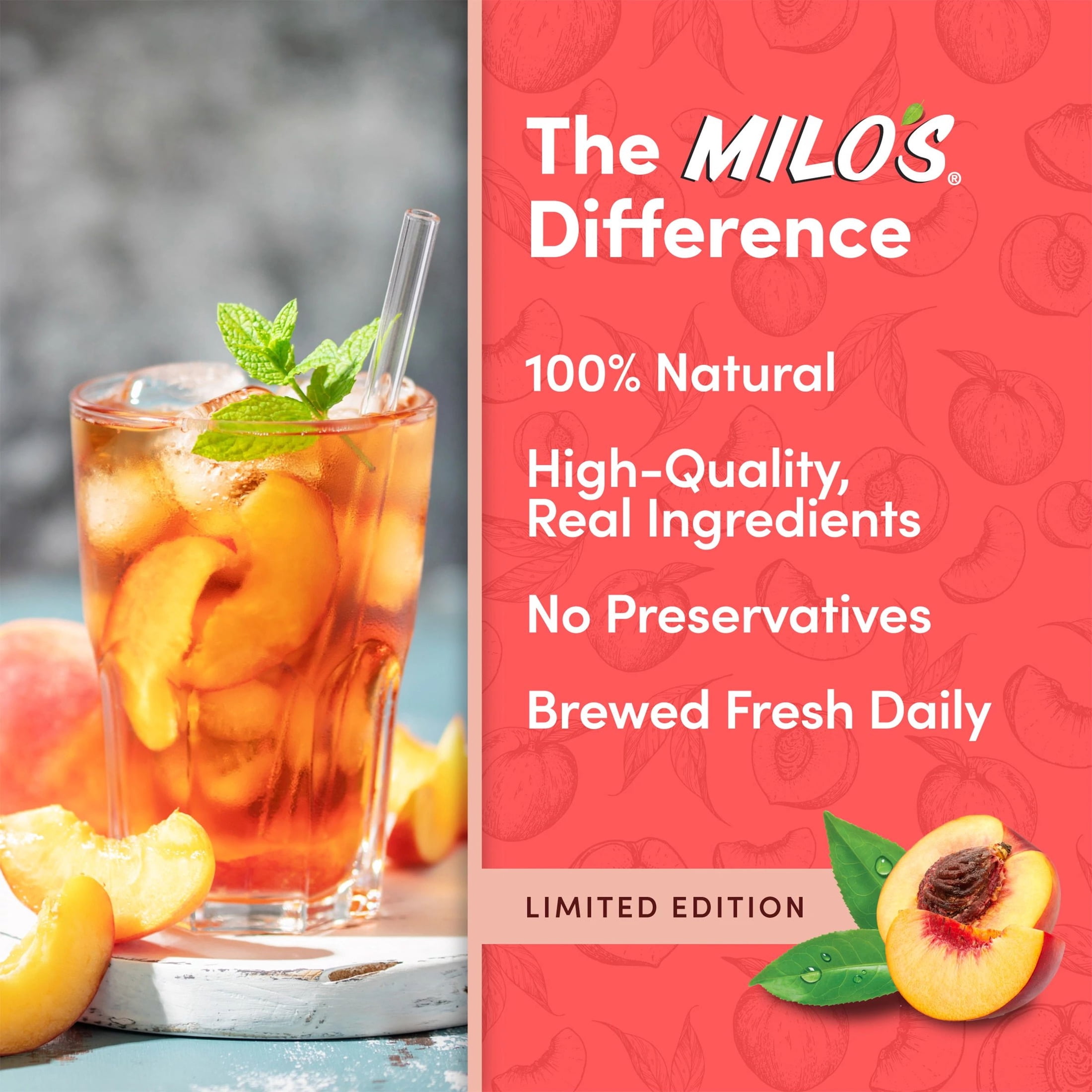 Milo's Peach Sweet Tea, 128 fl oz