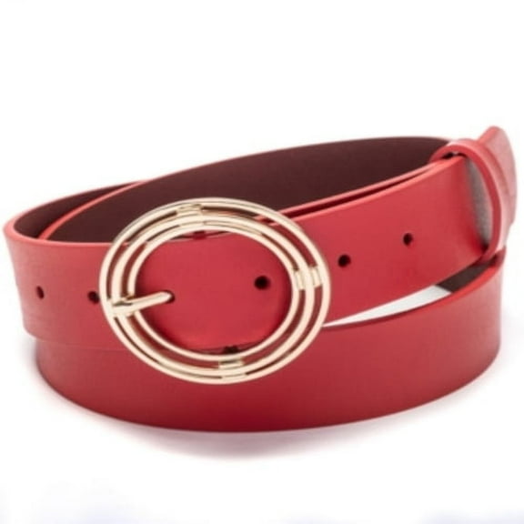 Inc International Concepts Circle-Buckle Belt, Dark Red, Medium