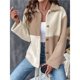 thumbnail image 5 of Chaqueta Informal de Color Block para Mujer, con Solapa Abotonada y Larga, de . Marrón S, 5 of 10
