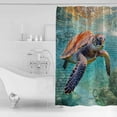 thumbnail image 2 of Shower Curtain Bathroom Set Ocean Sea Turtle Teal Sea Water Waterproof Fabric Shower Curtains with Grommets&Hooks Underwater World Marine Life Privacy Bath Curtain for Bathtub 72x72in, 2 of 7