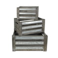 thumbnail image 4 of Cheungs Set Of 3 Gray Wash Crate With Metal Strip On Slats, 4 of 4