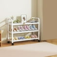 thumbnail image 5 of AuroraX Shoe Rack with Wheels White 3 Tier Small Shoe Rack Organizer Corner Sturdy Free Standing Space-Saving Minimalist Cute Shoe Storage Organizer for Closet,Entryway,Door,Easy To Assemble, 5 of 6
