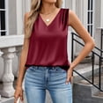thumbnail image 5 of Satin Tank Tops for Women Loose Fit Sleeveless V Neck Cami Camisole Dress Blouses Business Shirts Formal Top Wine XS, 5 of 5