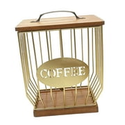 Coffee Pod Holder Modern Coffee Pod Basket Decor Organizer Cup with Wood Lid Iron Coffee Pod Container for Hotel Kitchen Espresso Capsules Style A