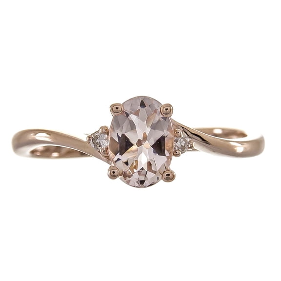 Gin & Grace 14KT RG Genuine Morganite and Diamond Accent Ring.