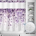 thumbnail image 2 of No Hook Shower Curtain, Purple Eucalyptus Shower Curtains for Bathroom with See Through Top Window, Spring Botanical Plant Aesthetic Waterproof & Washable Bath Curtain Long 72"x78", 2 of 9