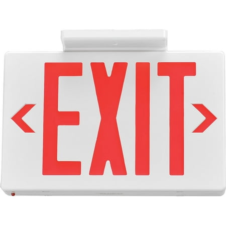 

LED Exit Sign Single/Dual Sided Universal Mount w/Battery Backup White w/Red Letters