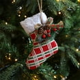 thumbnail image 4 of JeashCHAT Mini Knitted Christmas Stockings Hanging Ornaments, Christmas Tree Decorations Soft Stocking Pendant with Bow Pine Needles Berries Pinecones, Xmas Holiday Party Decor, 4 of 6