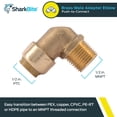 thumbnail image 2 of Codo adaptador macho SharkBite de latón de 90°, 1/2 pulgada, 2 of 5