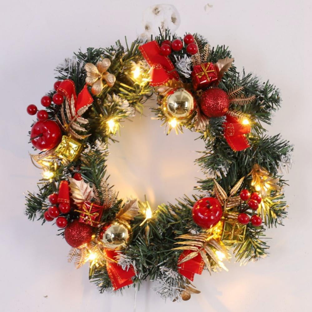 Pre-Lit Wreath Christmas Decoration Illuminated with 20 Multi-Colour LED Lights, 