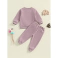 thumbnail image 6 of Toddler Baby Girls Fall Clothing Sets 3 6 12 18 24 Months 2T 3T Letter Embroidery Long Sleeve Round Neck Sweatshirt Drawstring Pocket Long Pants Outfits, 6 of 9