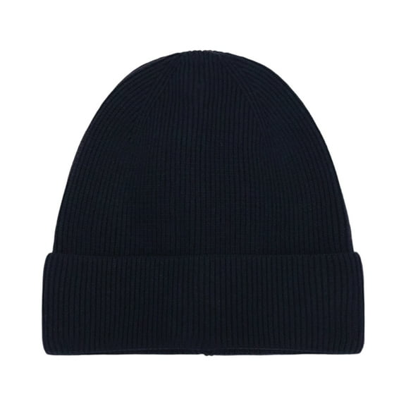 Solid Color Wool Knit Hat, Unisex Hip-Hop Style Melon Skin Beanie for Winter Warmth Black Free