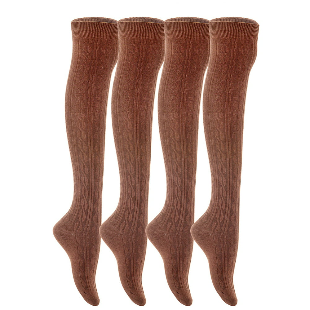 Lovely Annie - Lovely Annie Women's 4 Pairs Over Knee High Cotton Socks ...