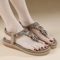 thumbnail image 2 of kamemir Summer Sandals Womens Wedge Sandals Flower Low Heel Dressy Sandals Elastic Ankle Strap Rhinestone Summer Comfortable Shoe(Beige,8.5), 2 of 6