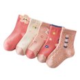 thumbnail image 3 of 5 pares de calcetines para niñas pequeñas, calcetines cálidos con patrón de flores, calcetines suaves y lindos de media pantorrilla para otoño invierno M para 3 a 5 años, 3 of 5