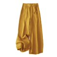 thumbnail image 2 of sunsanly Women Summer Casual Pants Elastic High Waist Loose Fit Trousers Solid Color Straight Wide Leg Draped Long Pants Streetwear, 2 of 8