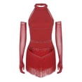 thumbnail image 1 of Eandarui Robe de Danse avec Franges en Strass pour Femmes avec Gants Costume de Danse Latine pour Bal Rumba Salsa Bourgogne m, 1 of 7