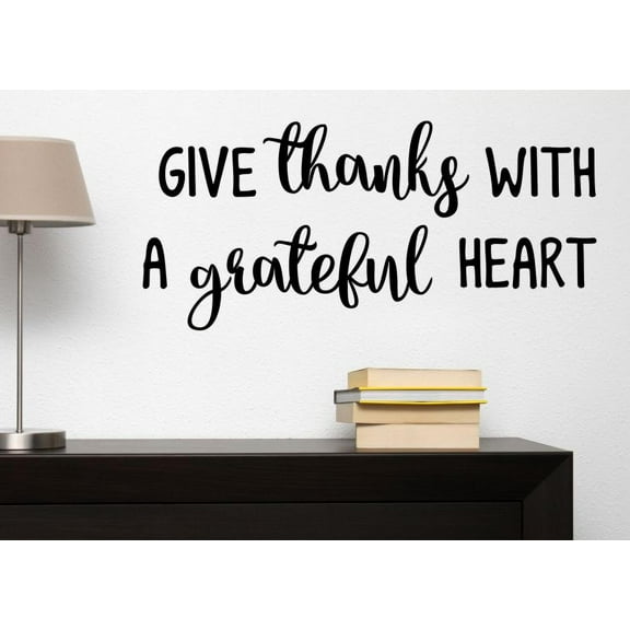 Kitchen Wall Decals Give Thanks Grateful Heart Gratitude Decor Stickers 23x11-Inch Black