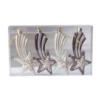 Sparkling Meteorite Christmas Tree Ornaments Set of 4 Decorations with Glittering Tail Star Center Durable Hanging Accessories Ideal for Xmas Tree Wreaths Home Festive
