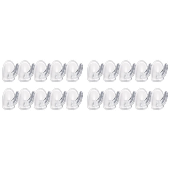 Small Acrylic Adhesive Wall Hooks Transparent Sticky Hangers for Keys Towels Christmas Lights Decor Kitchen Bathroom Living Space Damage Free Installation, 20 Hooks