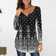 thumbnail image 1 of Pntutb Mujeres Moda Impreso Casual Cuello en V Manga larga Botón suelto Camiseta Blusa tops Pntutb Pntutb-4364, 1 of 5