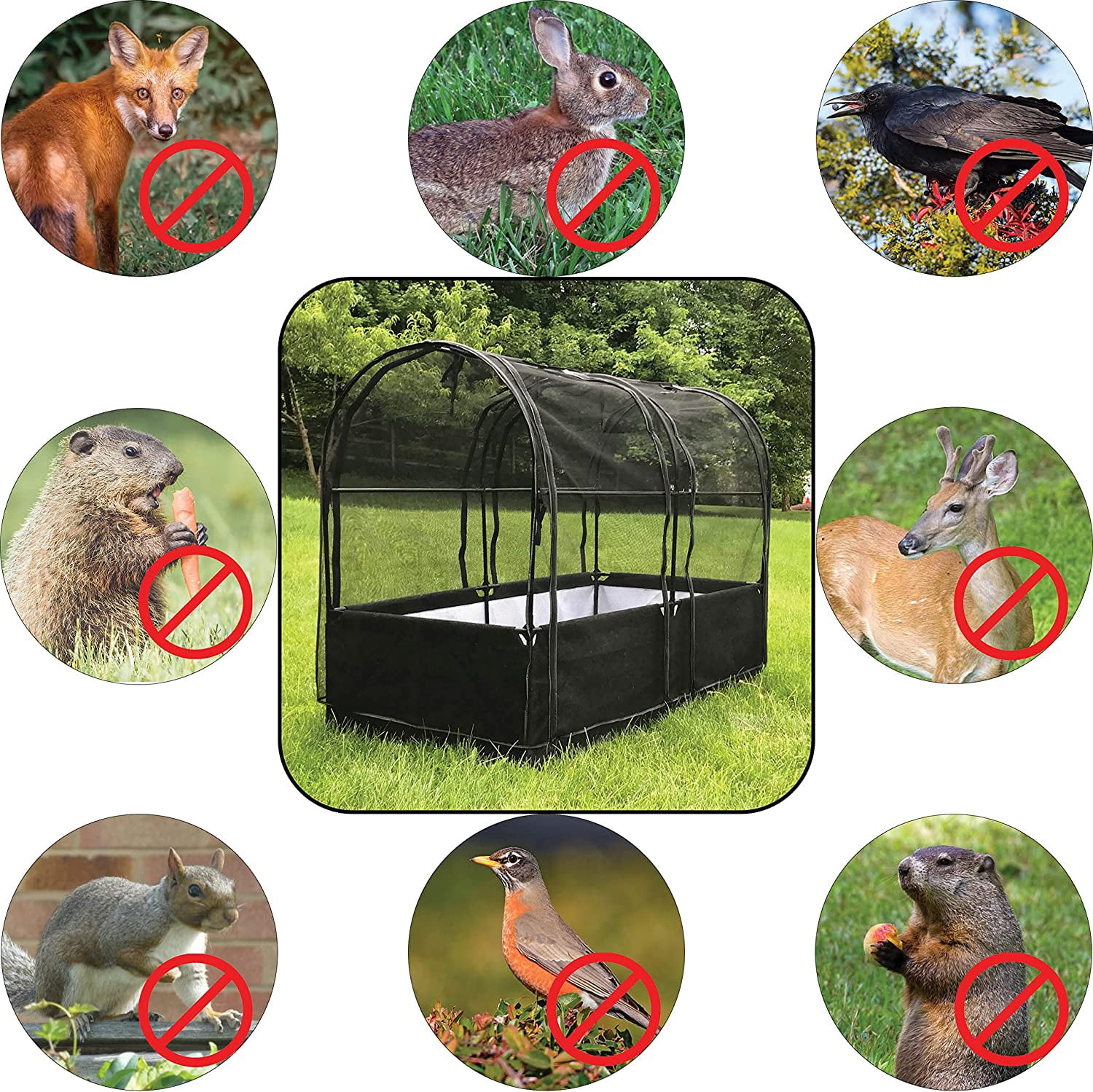SIMPO 3-in-1 Garden System: Raised Fabric Bed + Greenhouse + Protective Net 36”W x 72”L x 53”H