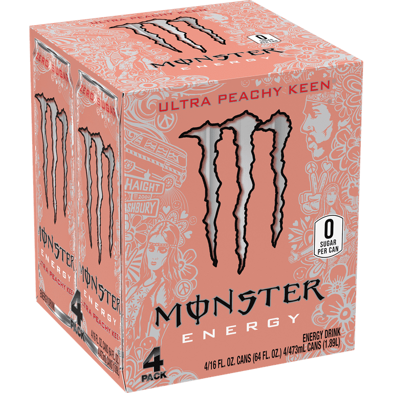 Monster Energy, Ultra Peachy Keen, Zero Sugar, Juicy Peach
