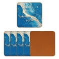 thumbnail image 2 of HemaKayy Set of 6 Decorative Coasters for Drinks, Waterproof Leather Drink Coaster with Double Side Non-Slip Surface for Cup Kitchen Home Housewarming Gift, Square 4" - Abstract Marble Texture, 2 of 7