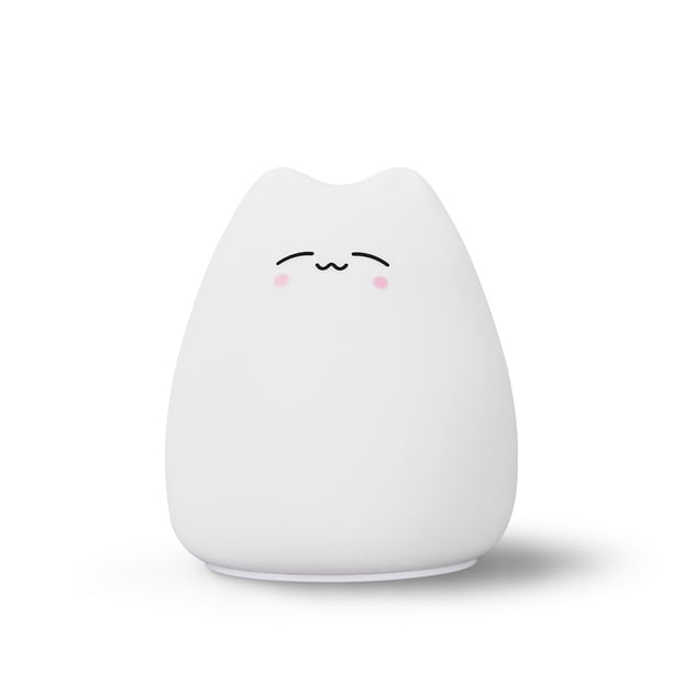 Luz de noche de gato LED para ni?os, luz de noche de cambio de color de habitación de ni?os adorable para ni?os con control de grifo, luz de gato suave de silicona suave alimentada por batería ZefeiWu 8390606554703