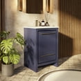 thumbnail image 2 of Lafarre 24" W Navy Blue Vanity, White Quartz Top, Brushed Nickel Faucet Set & 18" Mirror, 2 of 8