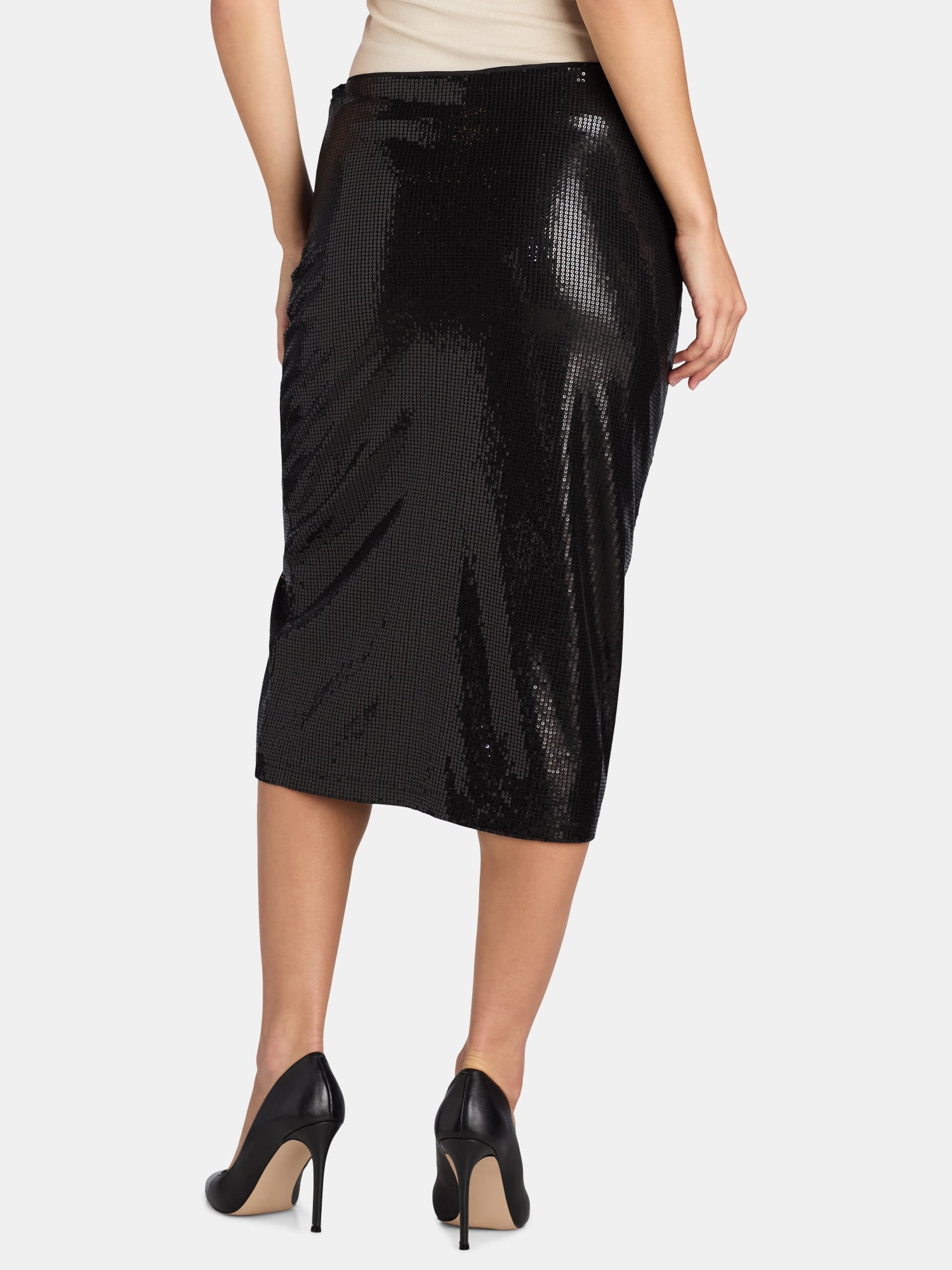 Time and Tru Women's Sequin Skirt with Side Slit, Sizes XS-XXXL