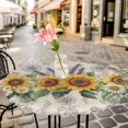 thumbnail image 6 of Sunflower Round Tablecloth for 55-60 Inch Tables, Fitted Table Cover with Elastic Edge, Summer Botanical Lavender Farmhouse Waterproof Outdoor Table Cloth Protector for Patio Garden Dinner Picnic, 6 of 9