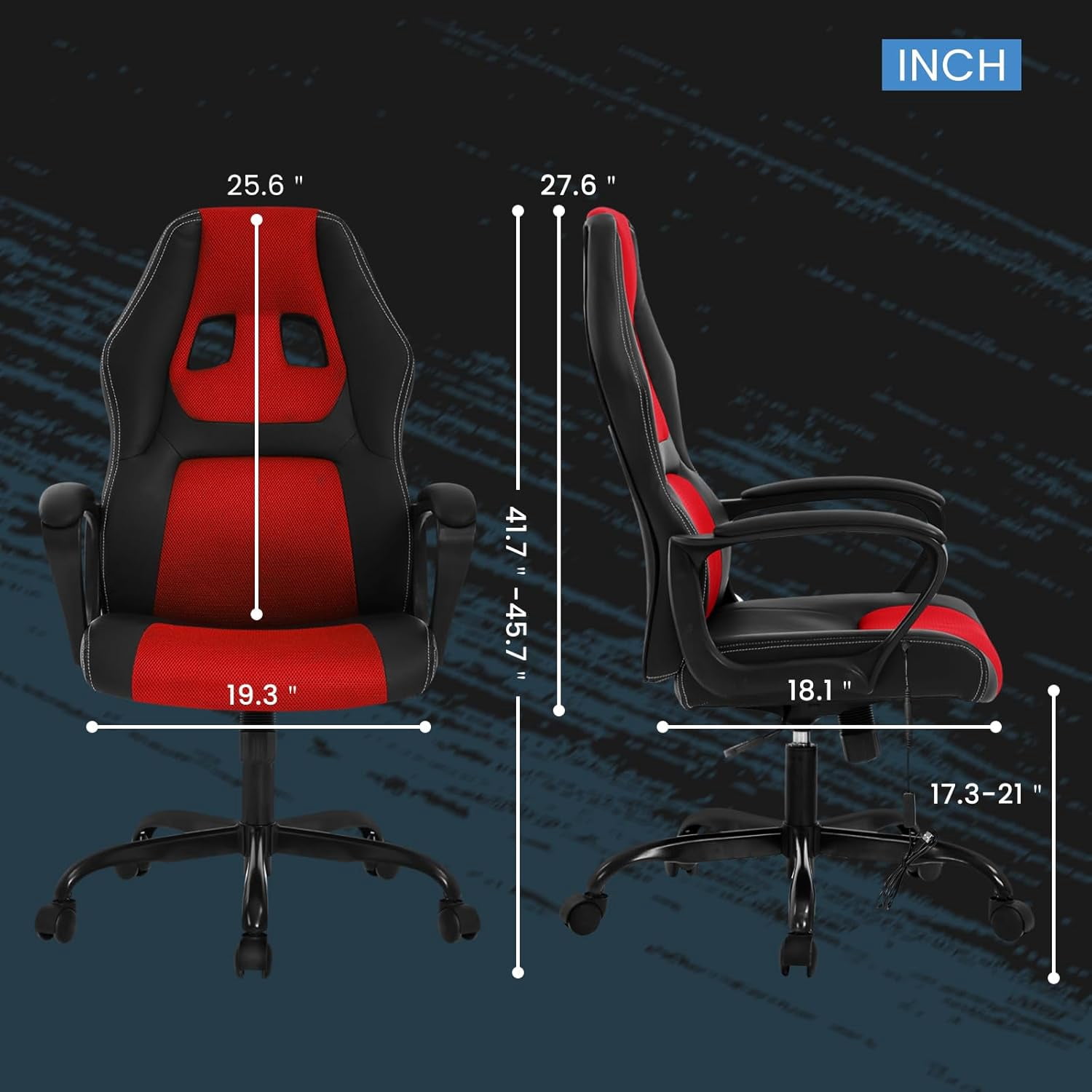 Dkelincs Gaming Chair Massage Computer Chair Ergonomic Video Game Chairs, Adjustable Office Desk Chair with Lumbar Support & Armrest for Teens & Children, Red