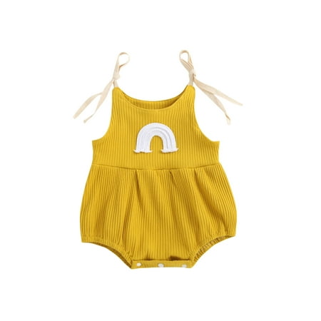

Newborn Infant Baby Boy Girl Rainbow Romper Sleeveless Bodysuit One Piece Ribbed Jumpsuit Summer Clothes