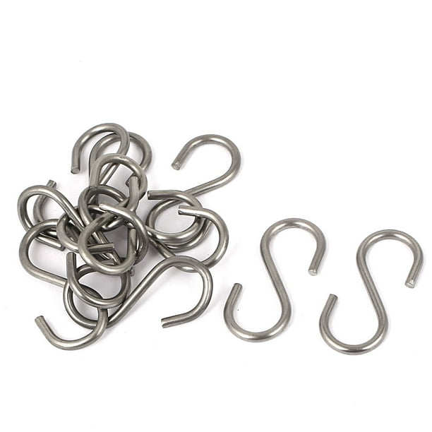 Sourcingmap 2mm Thickness 201 Stainless Steel S Shaped Hook Hanger 10 Pcs