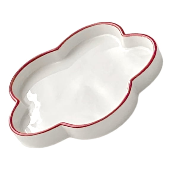 ADDHAT White Ceramic Flower Jewelry Tray Decorative Small Dish for Home Storage
