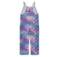 thumbnail image 6 of Girls' Fish Scale Printed Casual V Strap Romper Solid Color Loose Casual Romper With Pocket Kids Outfit Girls Gymnastics Pants Girls, 6 of 6