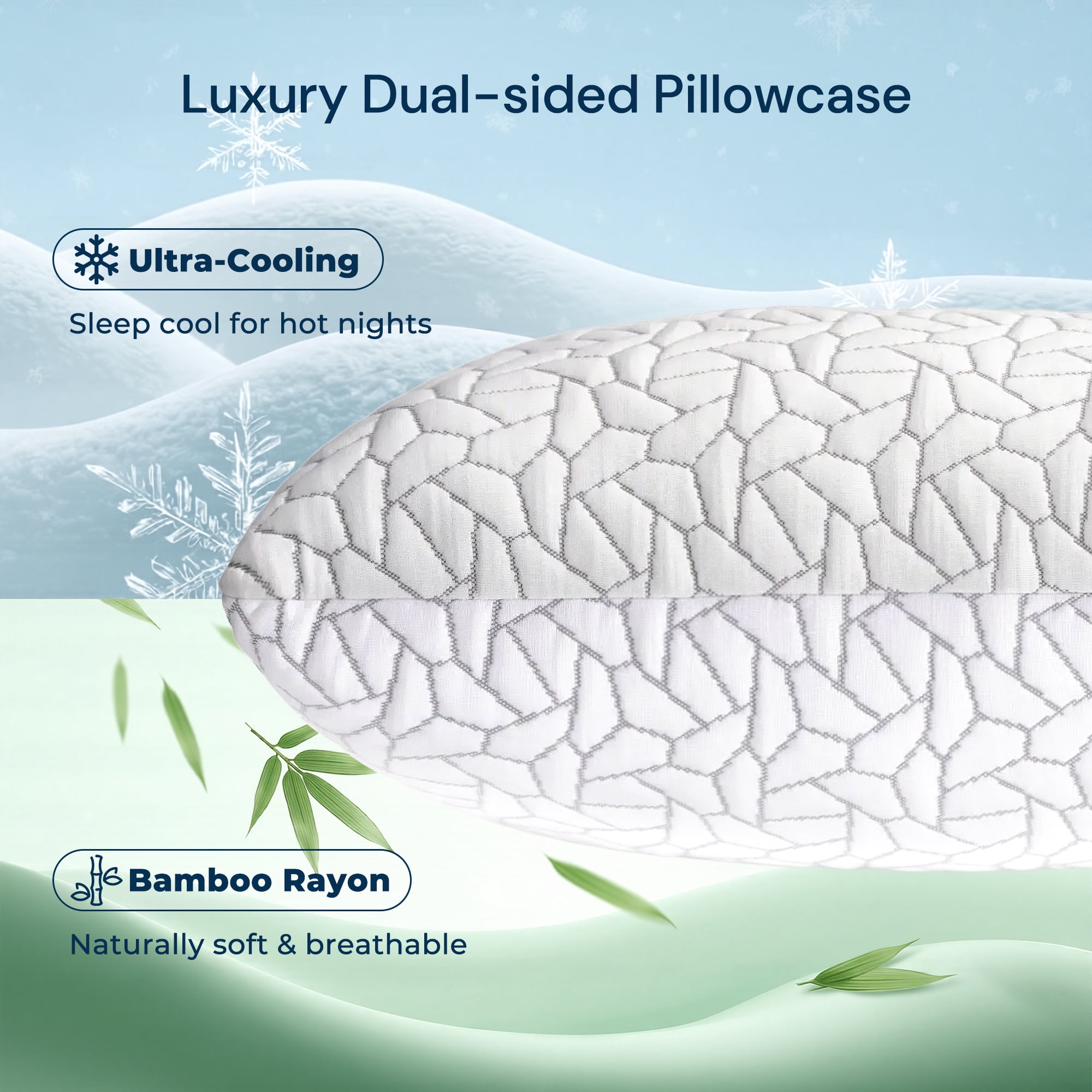 MARNUR Cooling Shredded Memory Foam Pillow Queen Set of 2, Adjustable Bamboo Shredded Pillow for Side, Back & Hot Sleepers
