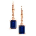 thumbnail image 2 of Gem Stone King 18K Rose Gold Plated Silver Blue Created Sapphire Dangle Earrings for Women (3.00 Cttw, Gemstone September Birthstone, Octagon 8X6MM), 2 of 5