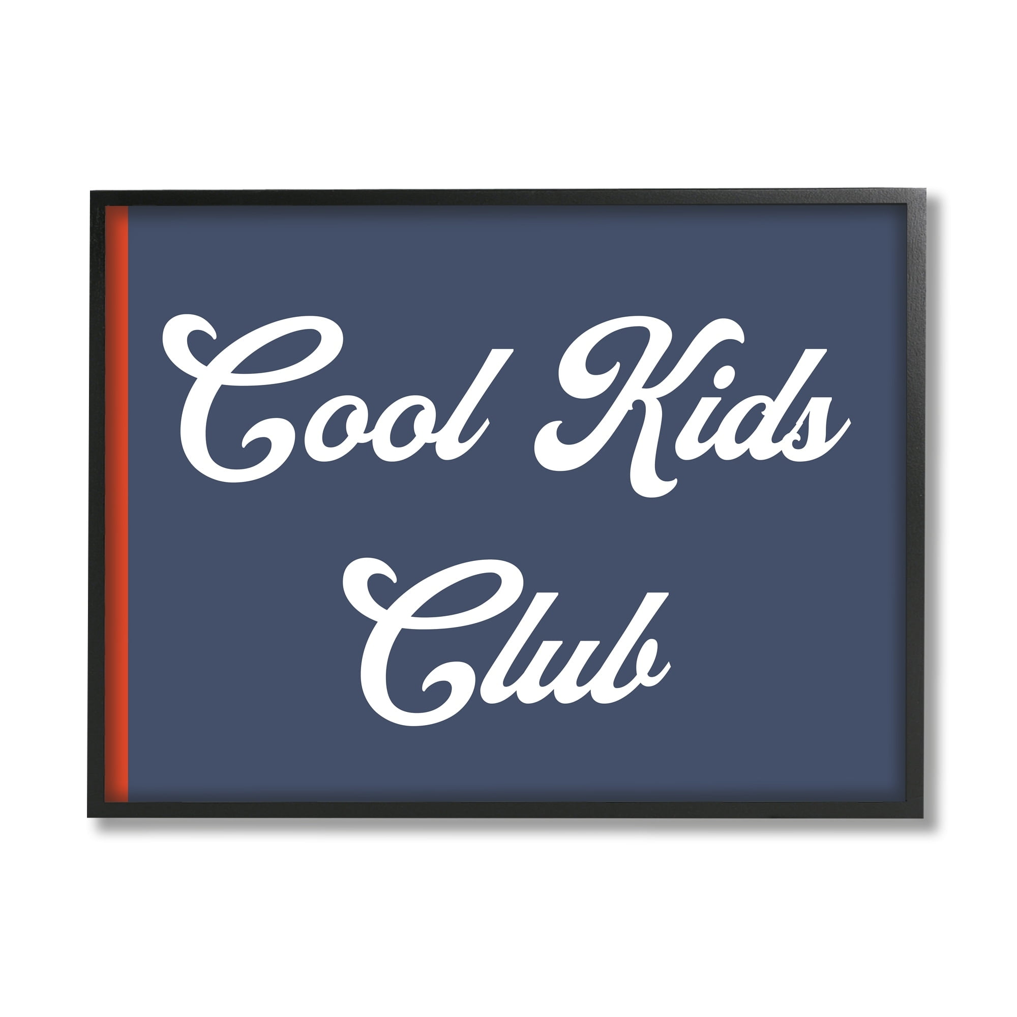 Stupell Industries Cool Kids Club Children's Sign Bold Red Blue Graphic Art Gray Framed Art Print Wall Art, 20x16, by Daphne Polselli