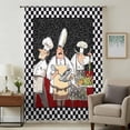 thumbnail image 2 of Chef Semi Sheer Curtains Drapes for Living Room, Bedroom, French Doors Window 96 Inches Long, Cartoon Cute Watercolor Cooking Black Plaid Rod Pocket Chiffon Curtain Drapery Voile Draperies Panel, 2 of 8