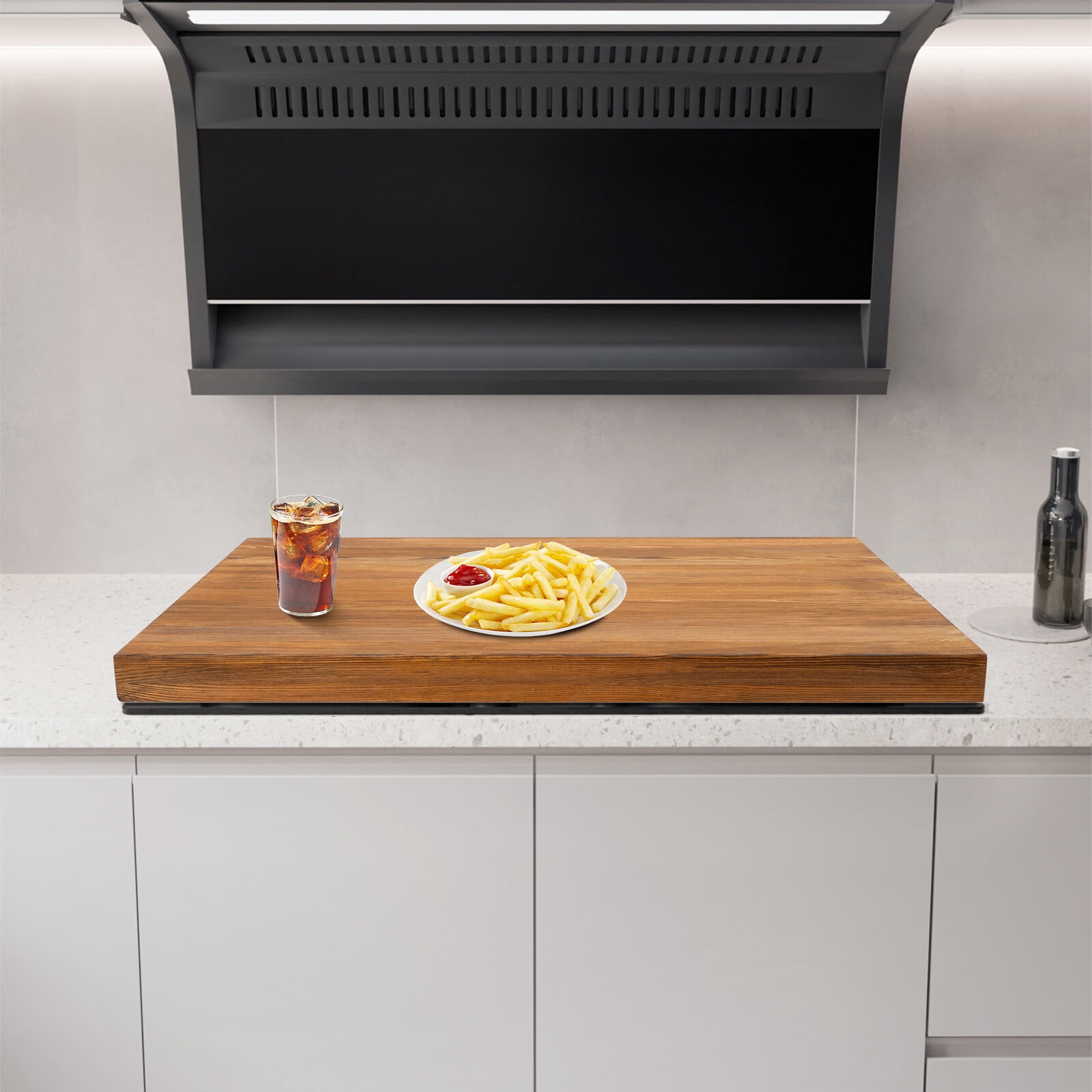 Pine Wood Stove Cover - 28.5"x21" Kitchen Tray & Chopping Board, 44lb Capacity, Natural Log Color