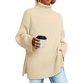thumbnail image 4 of RYDCOT Winter Sweaters for Women Loose Fit Women Solid Color Turtleneck Open Long Sleeve Turtleneck Ribbed Sweater Woman, 4 of 5