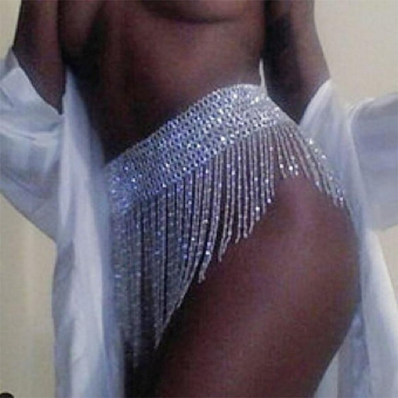 Cinturón de lujo Hugo con Cadenas de borlas para el cuerpo plata