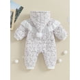thumbnail image 3 of Bagilaanoe Baby Girl Winter Hooded Jumpsuit Toddler Butterfly Print Long Sleeve Bodysuit 3M 6M 9M 12M 24M 3T Kids Fall Warm One Piece Romper, 3 of 8