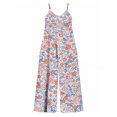thumbnail image 7 of Women'S Summer Light Pink Floral Wide Leg Jumpsuit Casual Loose Sleeveless Spaghetti Strap Romper With Pockets, 7 of 7