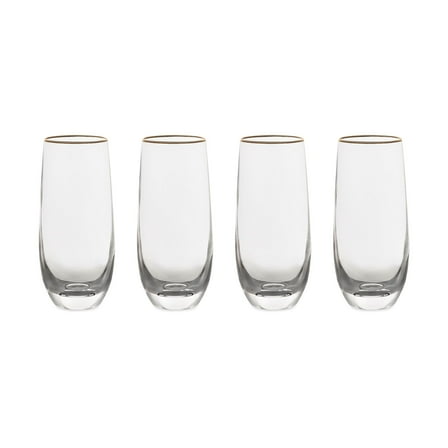 Thyme & Table 8 fl oz Stemless Flute Glass with Gold Rim, Set of 4